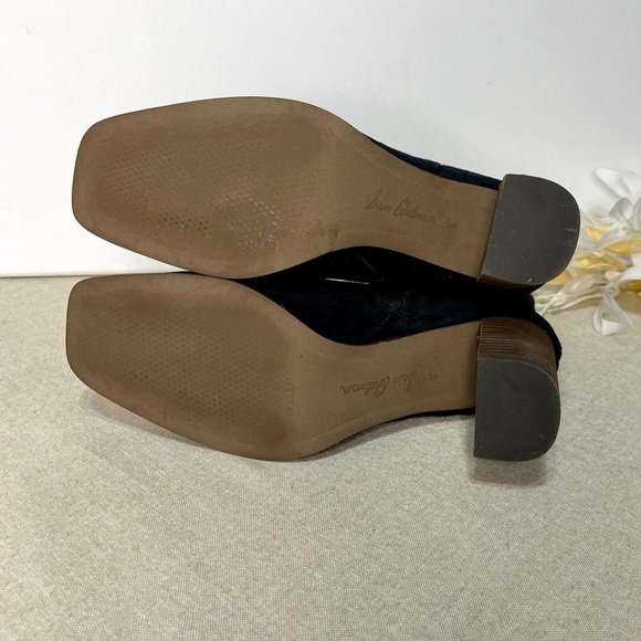 Sam Edelman Osten Black Suede Leather Stacked Heel Mid Calf Boots Shoes 8 - Picture 12 of 15